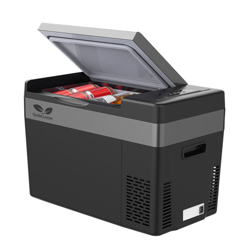 Double Leaves 12V Car Refrigerator Portable Freezer 30 Quart(28L), Portable Refrigerator Fridge(-7.6℉~50℉) with 12/24V DC and 110-240 AC, Travel Refrigerator for Vehicles, Car, Truck, RV, and Camping