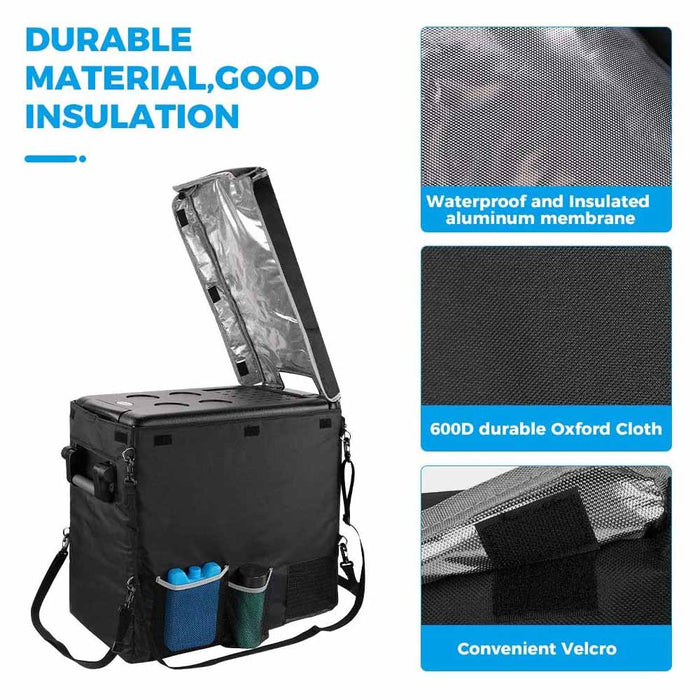 Double Leaves Insulated Protective Cover Transit Bag for 53 Quart Portable Refrigerator Fridge