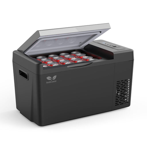 Double Leaves Portable Refrigerator Car Freezer 23 Quart 12V Car Refrigerator Fridge 22L (-7.6℉~50℉) with 12/24V DC and 110-240 AC Compressor Freezer for Home, Truck, RV, Boat, Camping, Travel