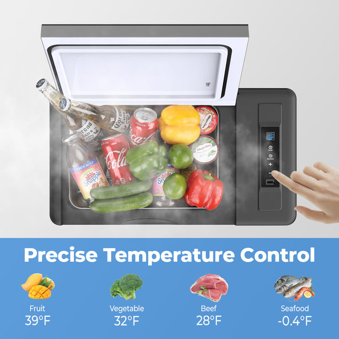 Double Leaves Portable Refrigerator Car Freezer 23 Quart 12V Car Refrigerator Fridge 22L (-7.6℉~50℉) with 12/24V DC and 110-240 AC Compressor Freezer for Home, Truck, RV, Boat, Camping, Travel