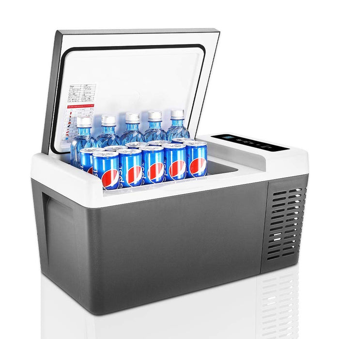 Double Leaves Portable Refrigerator Freezer (-7.6℉~131℉), Mini Fridge 18L(20 Quart) with DC 12V/24V and AC, Electric Thermoelectric Car Cooler/Warmer for RV, Truck, Camping Trip and Home