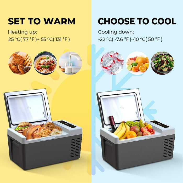 Double Leaves Portable Refrigerator Freezer (-7.6℉~131℉), Mini Fridge 18L(20 Quart) with DC 12V/24V and AC, Electric Thermoelectric Car Cooler/Warmer for RV, Truck, Camping Trip and Home