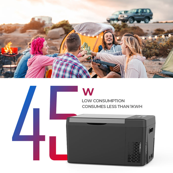 Double Leaves Portable Refrigerator Car Freezer 23 Quart 12V Car Refrigerator Fridge 22L (-7.6℉~50℉) with 12/24V DC and 110-240 AC Compressor Freezer for Home, Truck, RV, Boat, Camping, Travel