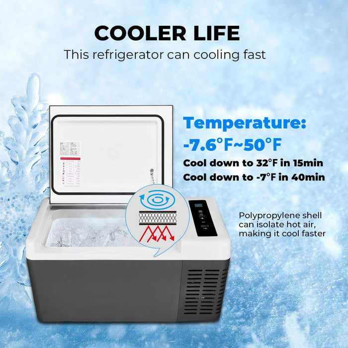 Double Leaves Portable Refrigerator Freezer (-7.6℉~131℉), Mini Fridge 18L(20 Quart) with DC 12V/24V and AC, Electric Thermoelectric Car Cooler/Warmer for RV, Truck, Camping Trip and Home